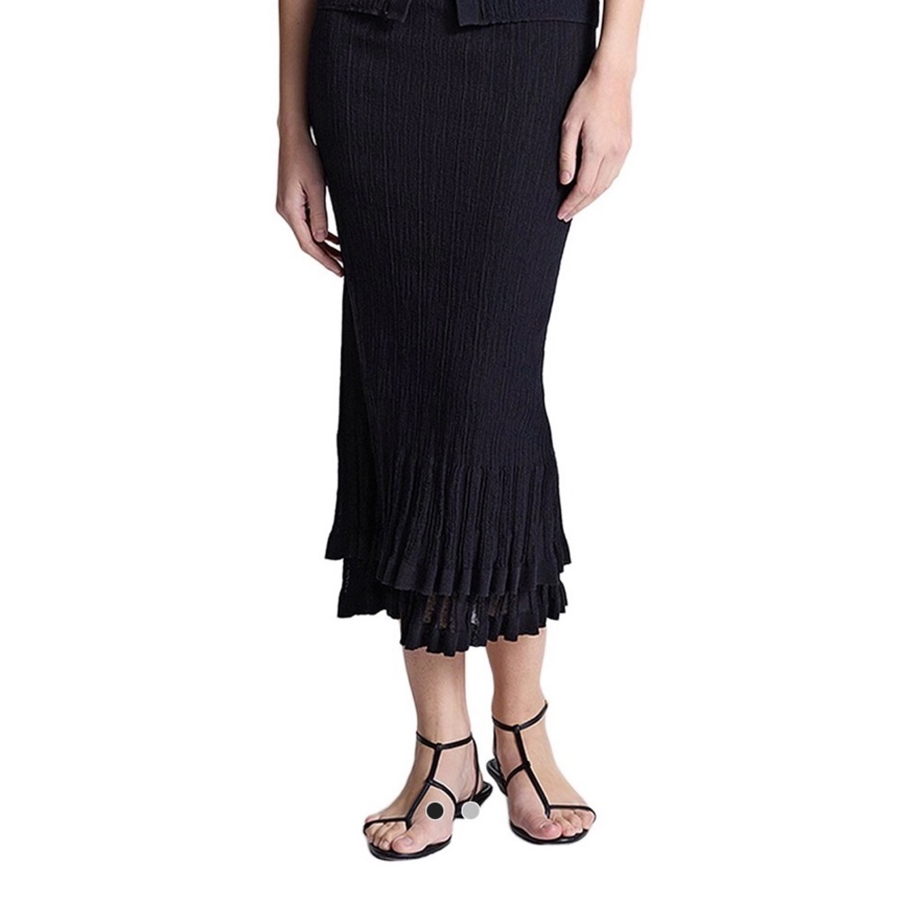 Lexi Skirt in Black Dress 
A.L.C. Ribbed Midi Skirt with Pleated Hem